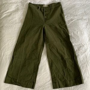 madewell wide leg crop pant — green